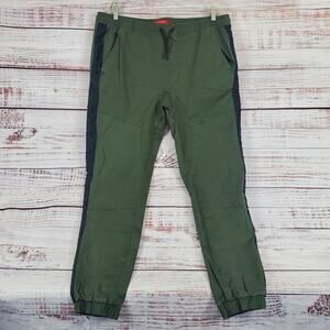 Guess Men's Army Green Joggers Stretch Drawstring Waist Gorpcore Utility Pants L